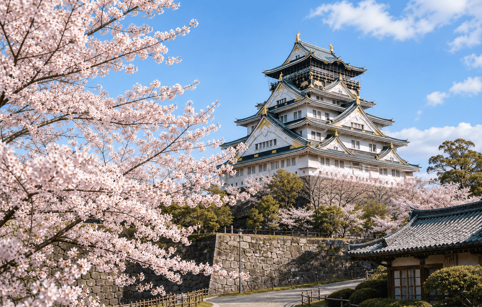 桜と日本の城の写真